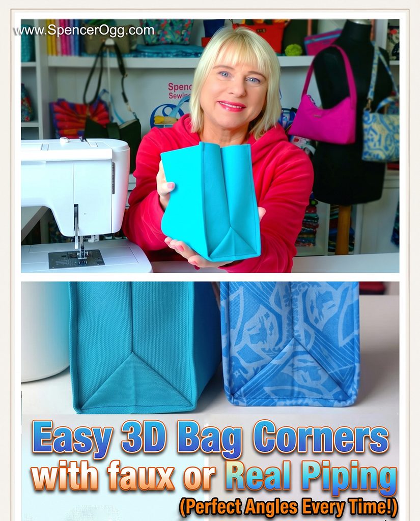 we're taking a close look at 3D triangle bag corners - how to elevate them by easily adding faux piping or real piping for a super crisp, professional finish."